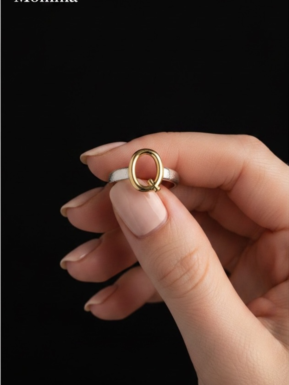 925 stamped with Gold overlay with Q letter Ring 1 size 4, 1 size 6 - Picture 2 of 3